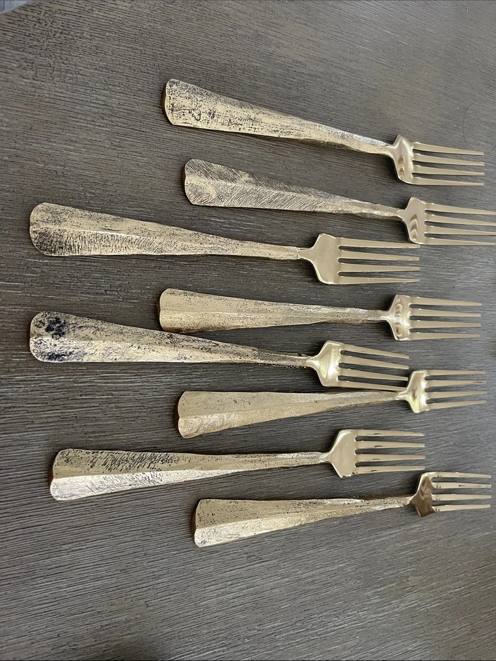 Pottery Barn Ridge Flatware Set (4 USED sets in gold)